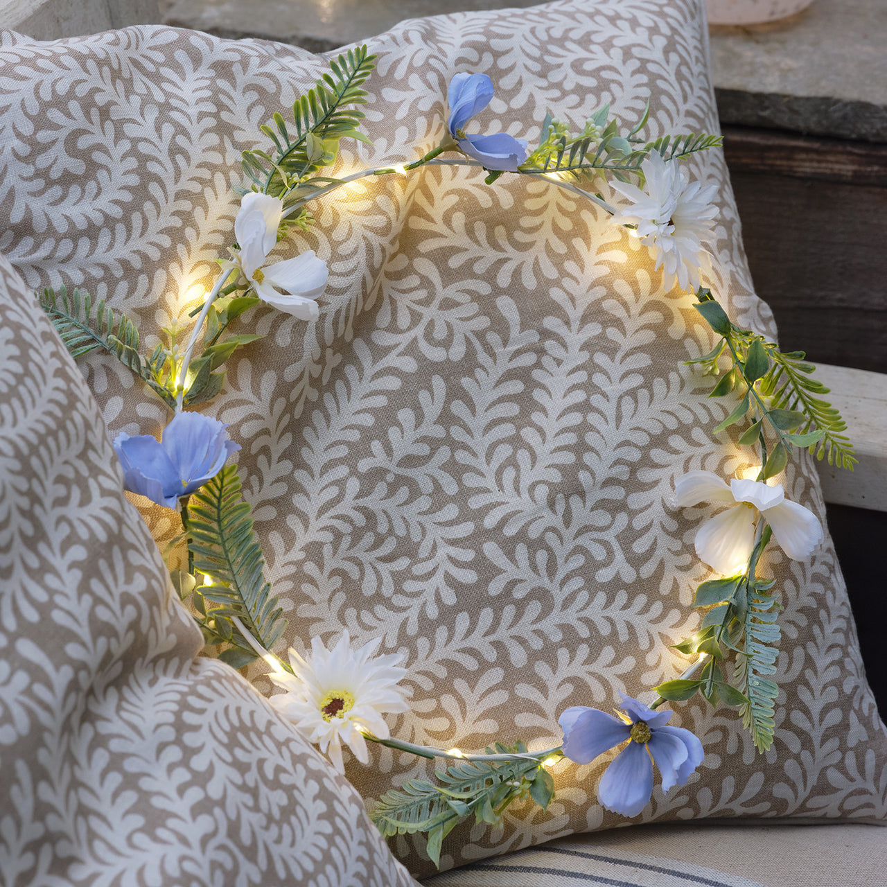 Pre Lit Blue Bloom Wreath