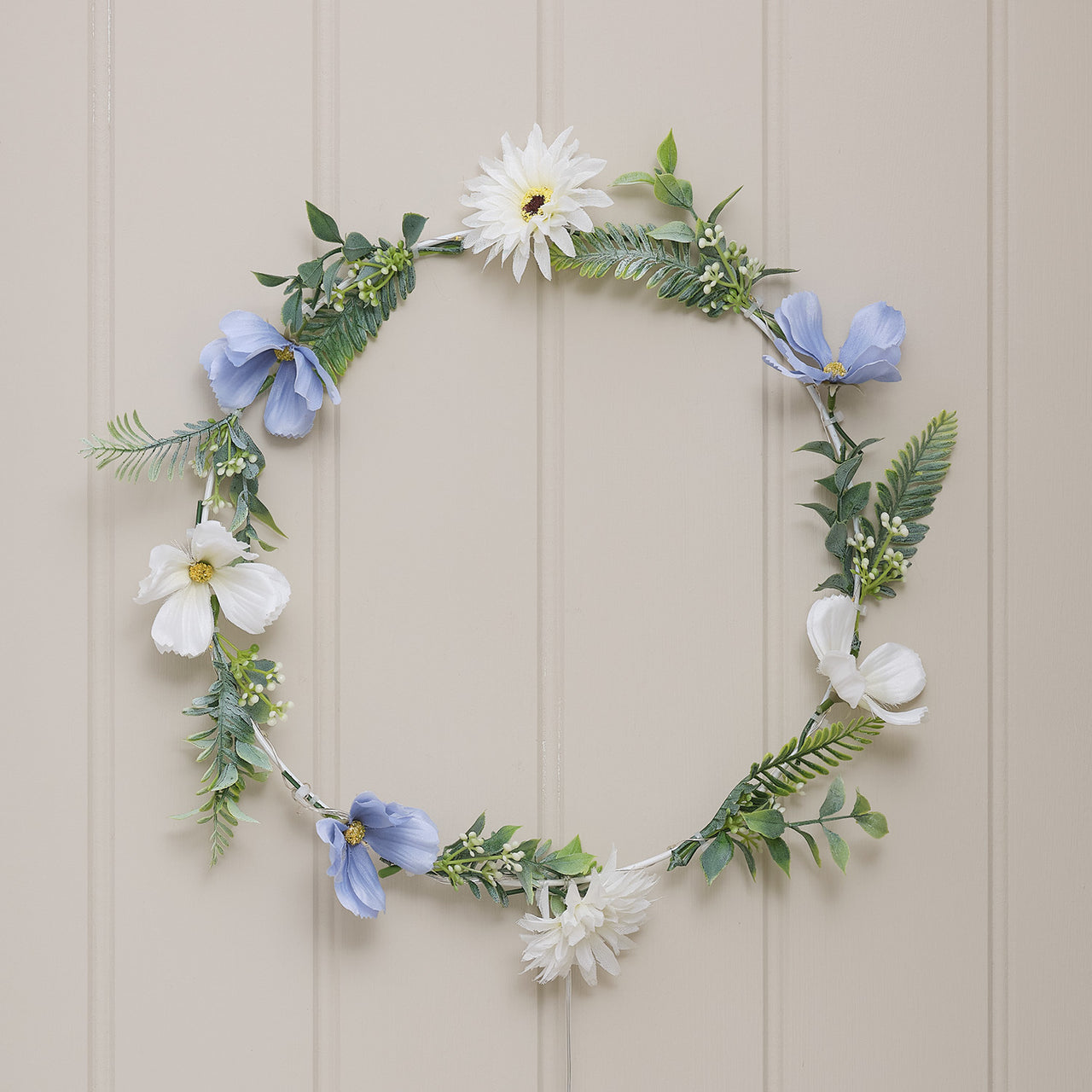 Pre Lit Blue Bloom Wreath