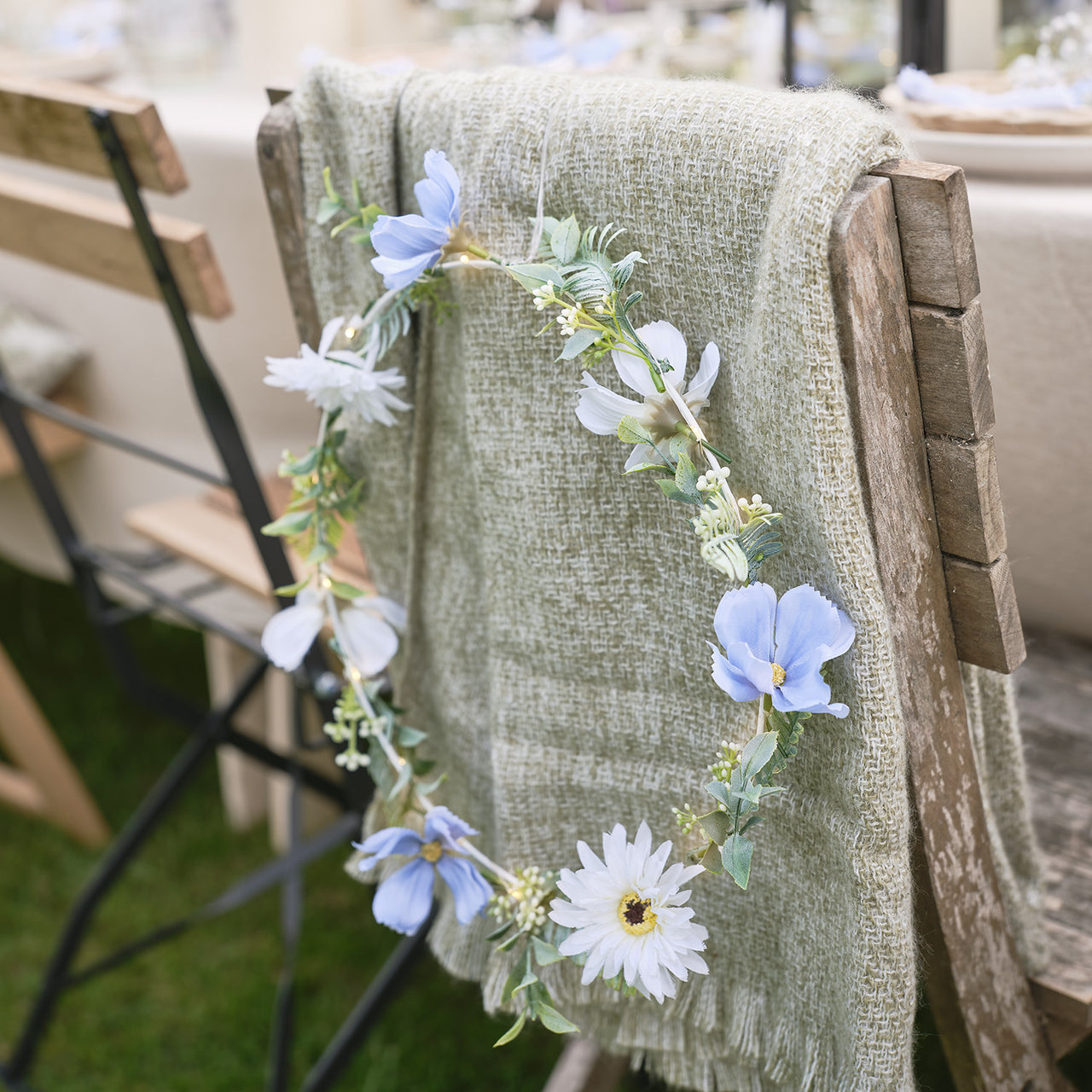 Pre Lit Blue Bloom Wreath