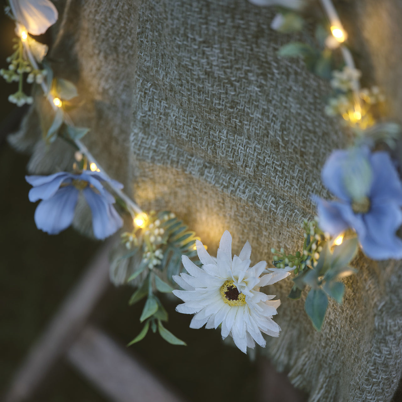 Pre Lit Blue Bloom Wreath