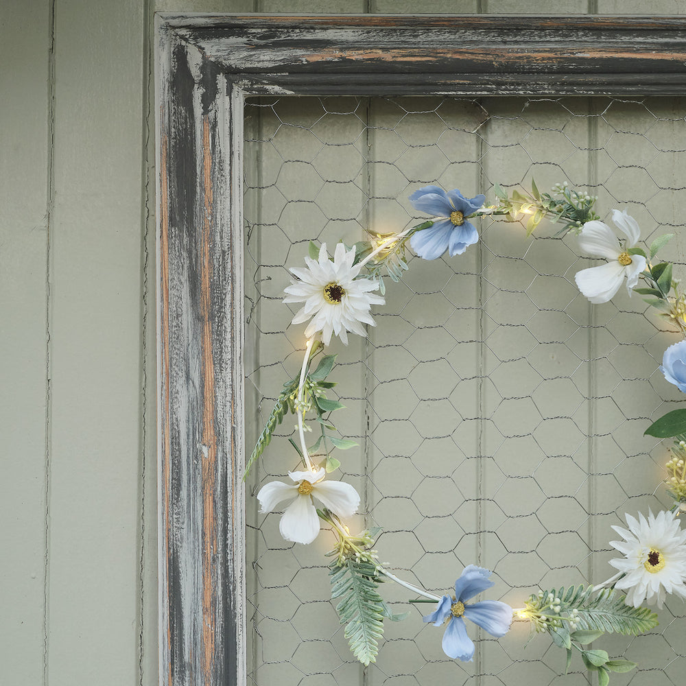 Pre Lit Blue Bloom Wreath