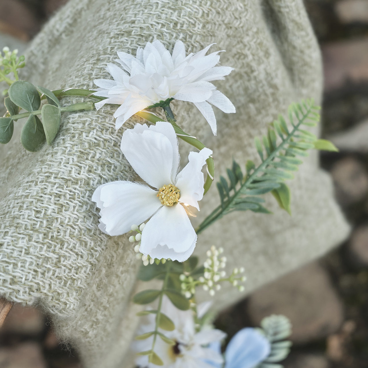 Pre Lit Blue Bloom Garland