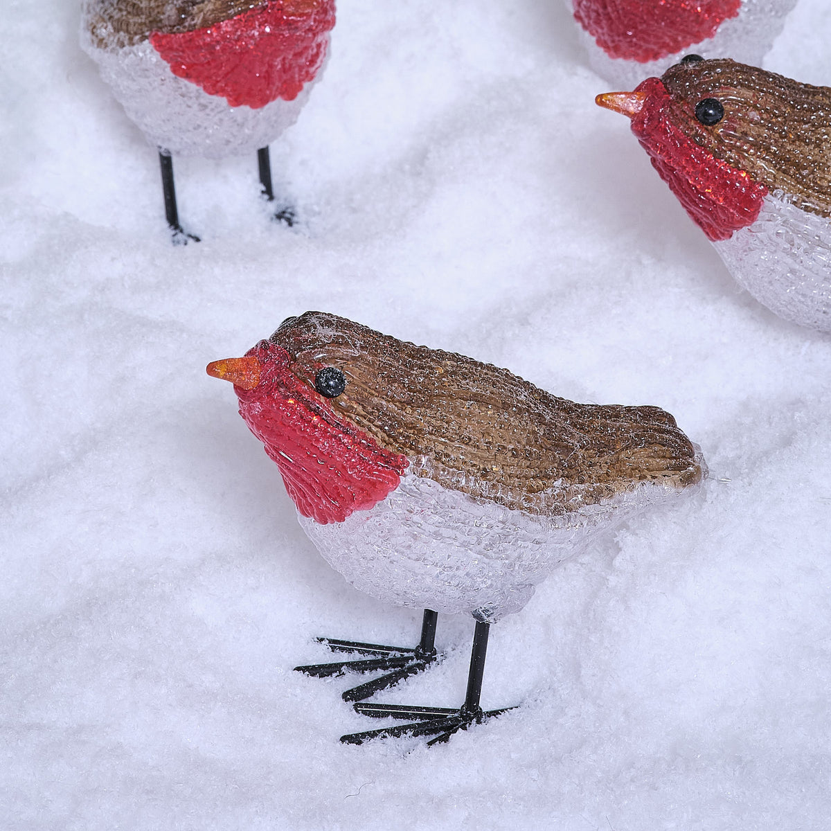 5 Acrylic Robins 3D LED Outdoor Christmas Figures