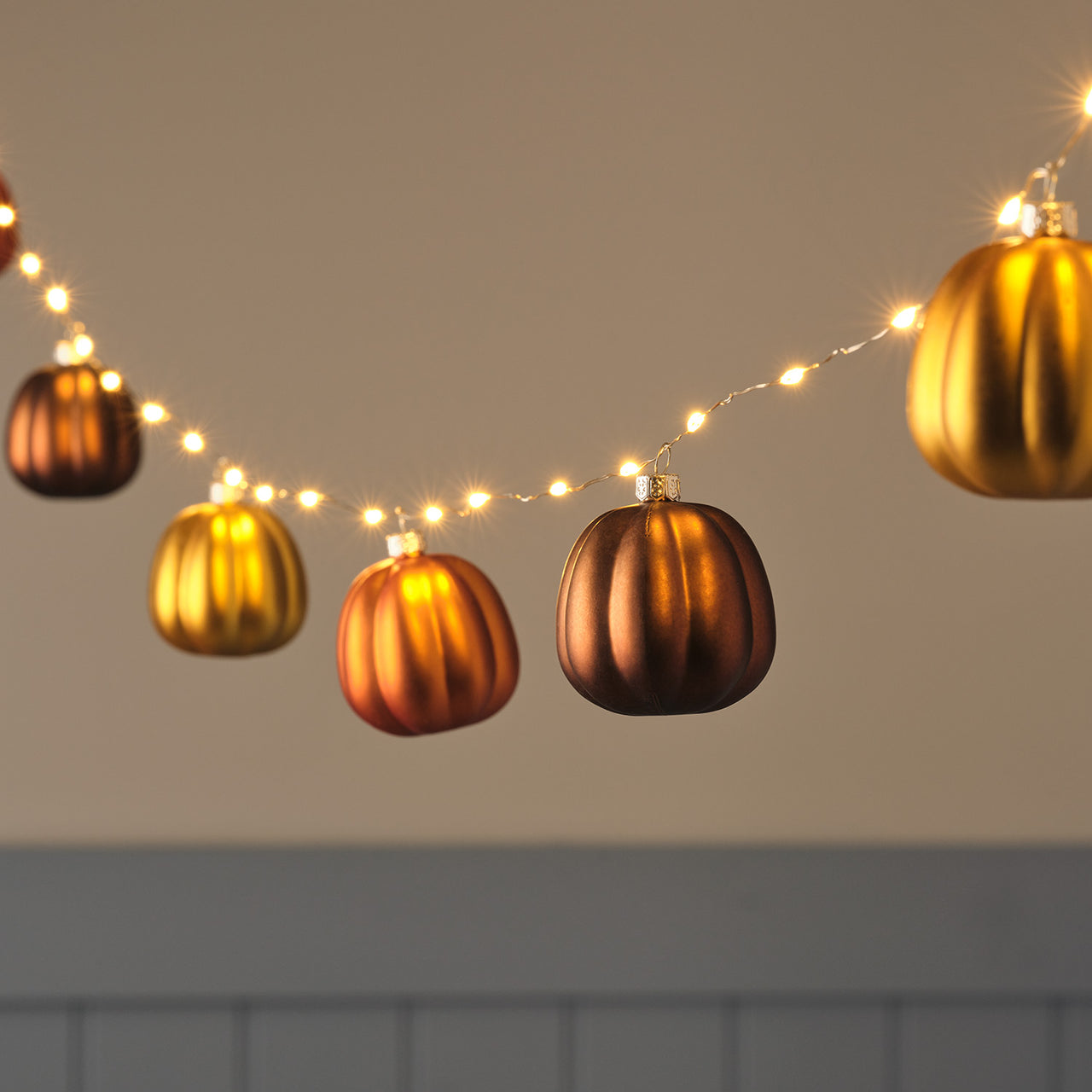 9 Metallic Pumpkin LED Micro Lights