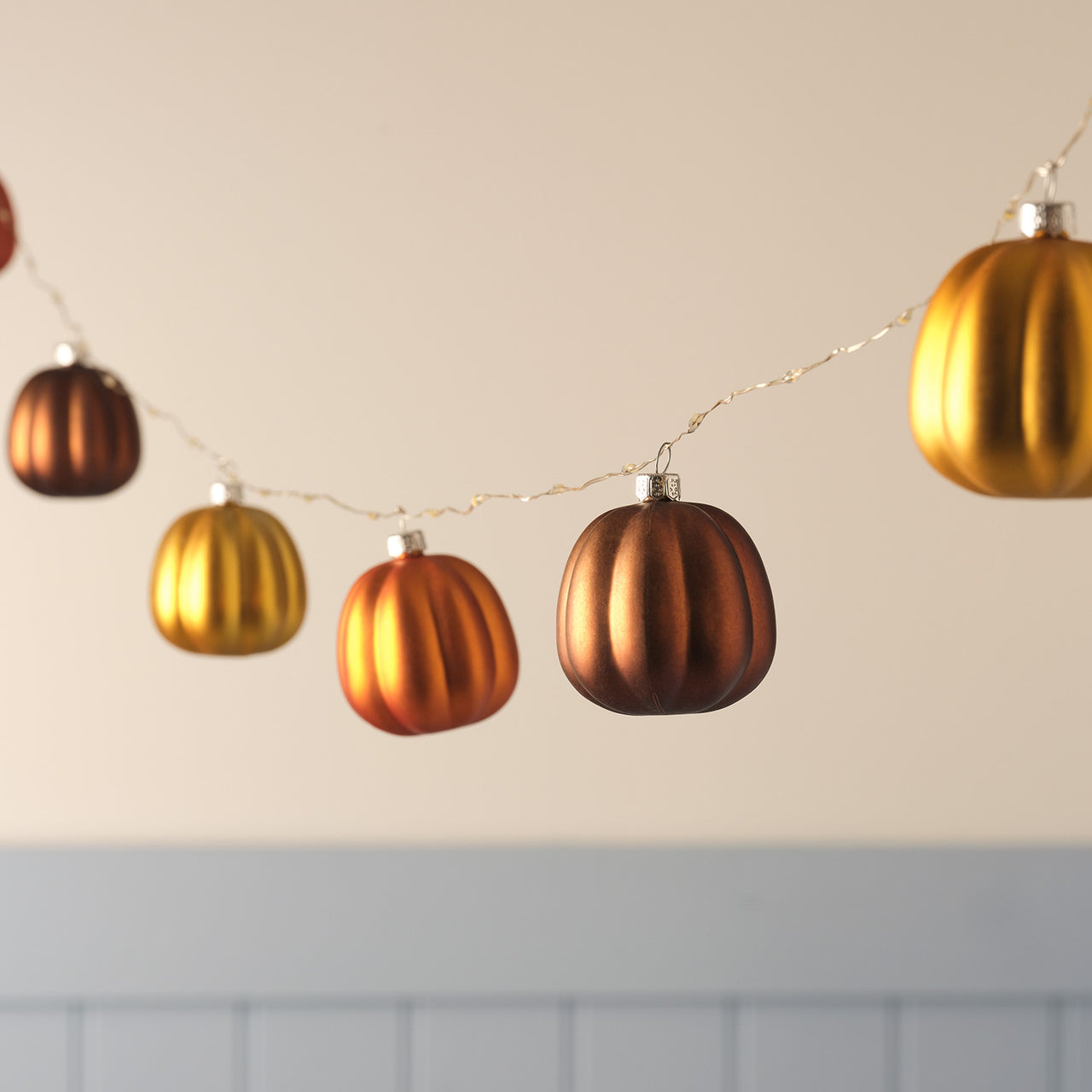9 Metallic Pumpkin LED Micro Lights
