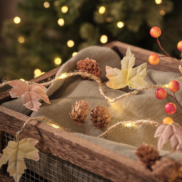2m Autumn Orchard Leaf & Pinecone Micro LED Garland