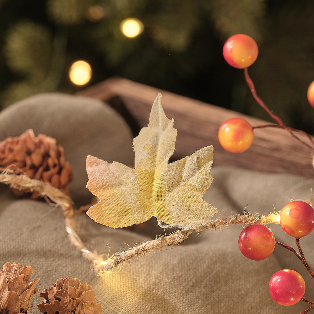 2m Autumn Orchard Leaf & Pinecone Micro LED Garland