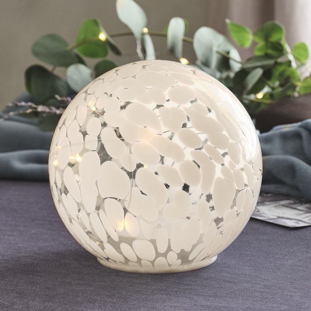 Large White Confetti Glass Globe Decoration