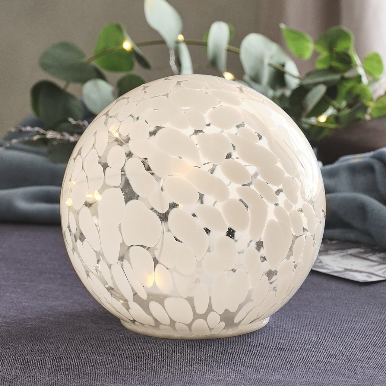 Large White Confetti Glass Globe Decoration