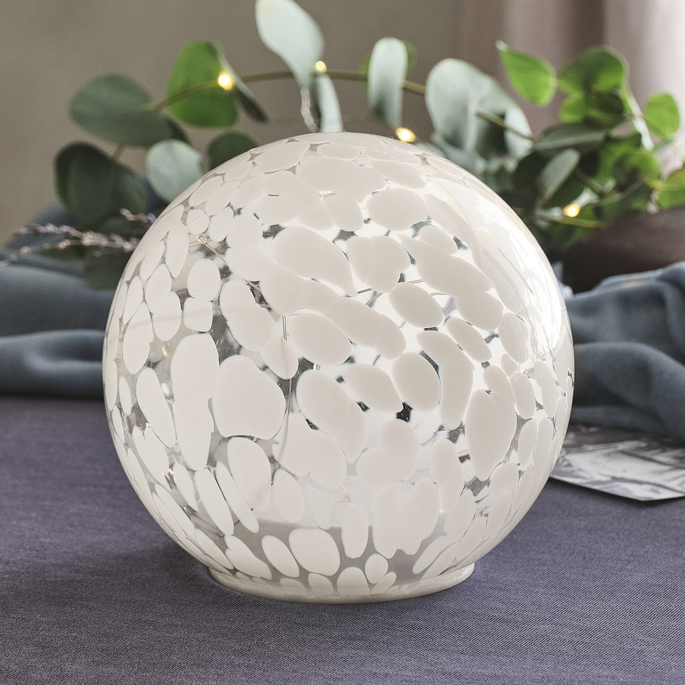 Large White Confetti Glass Globe Decoration