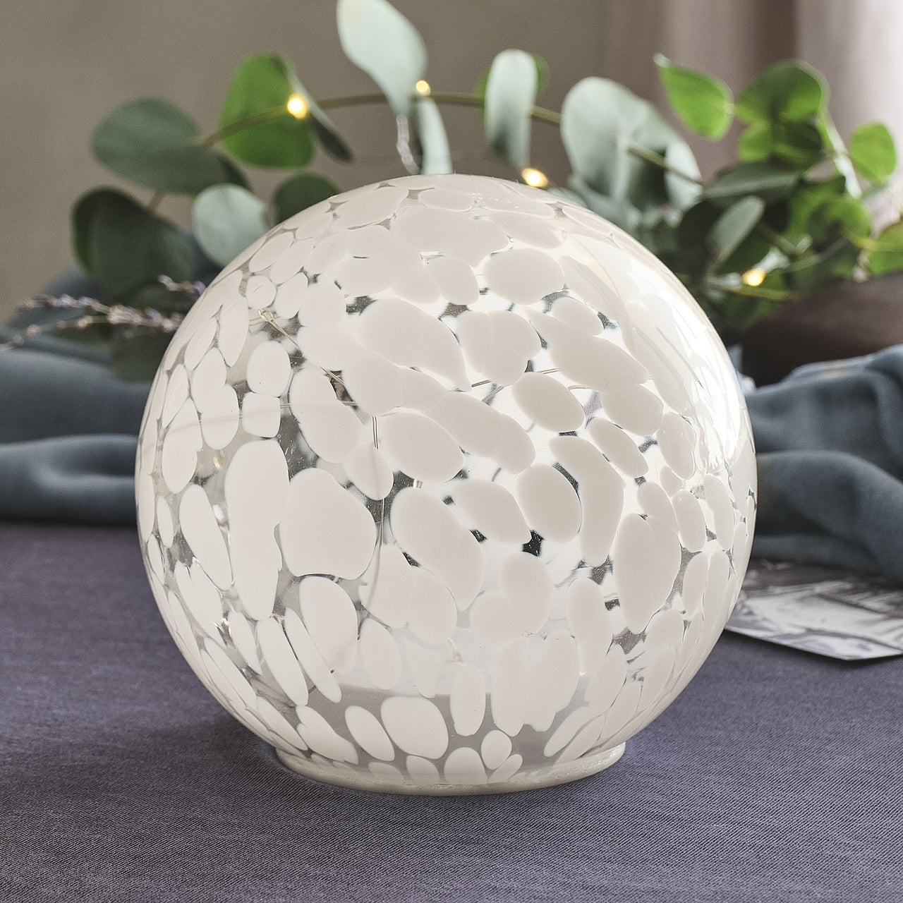 Large White Confetti Glass Globe Decoration