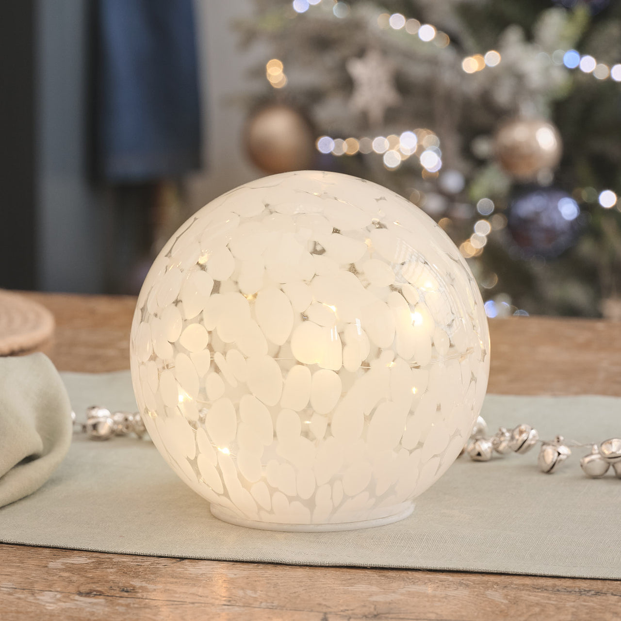 Large White Confetti Glass Globe Decoration