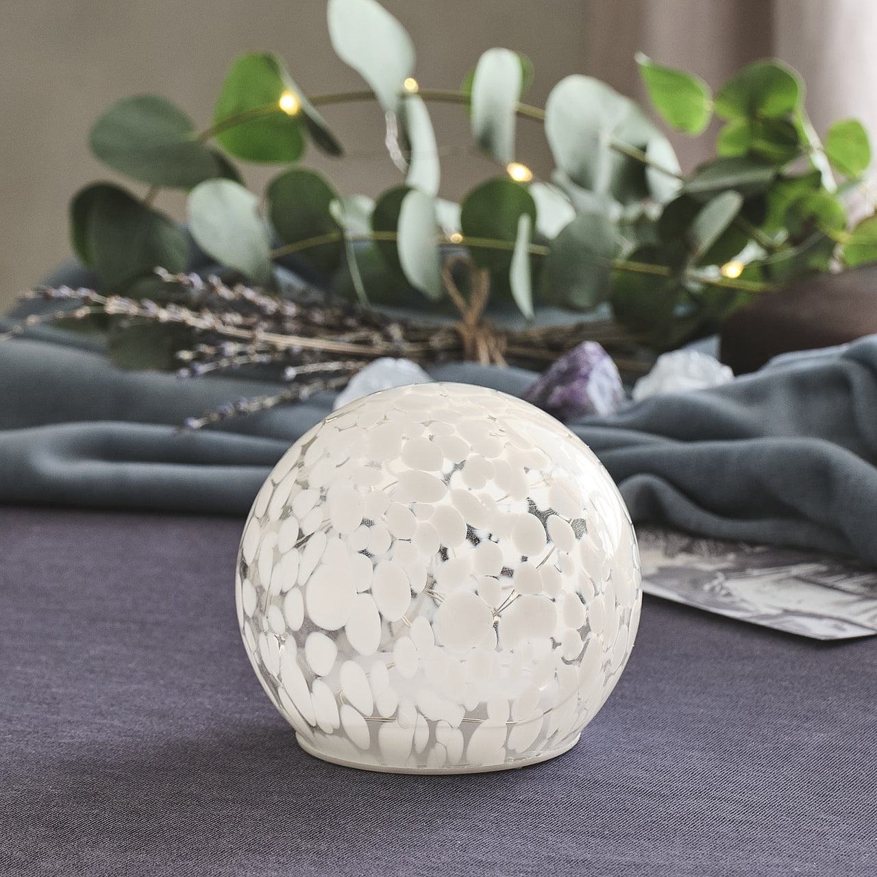 Small White Confetti Glass Globe LED Decoration