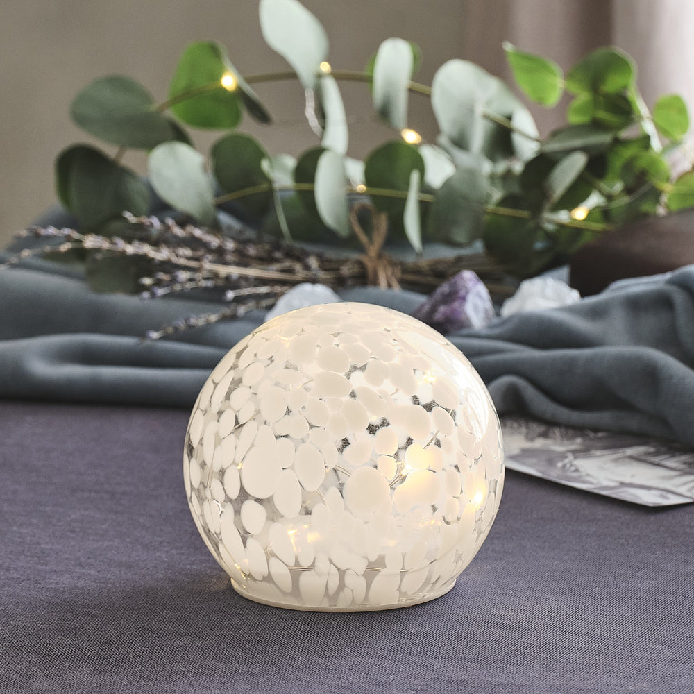Small White Confetti Glass Globe LED Decoration
