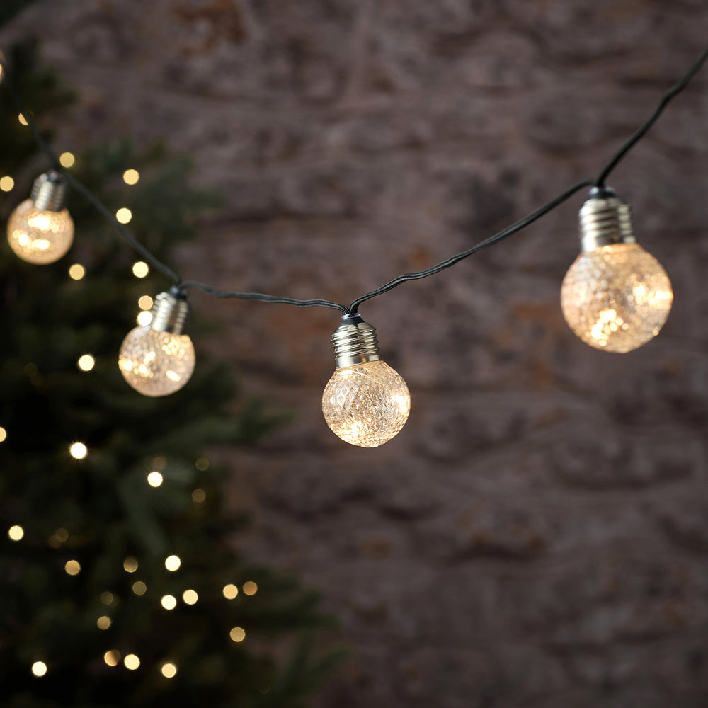 10 Faceted Globe Festoon Outdoor Micro LED Lights