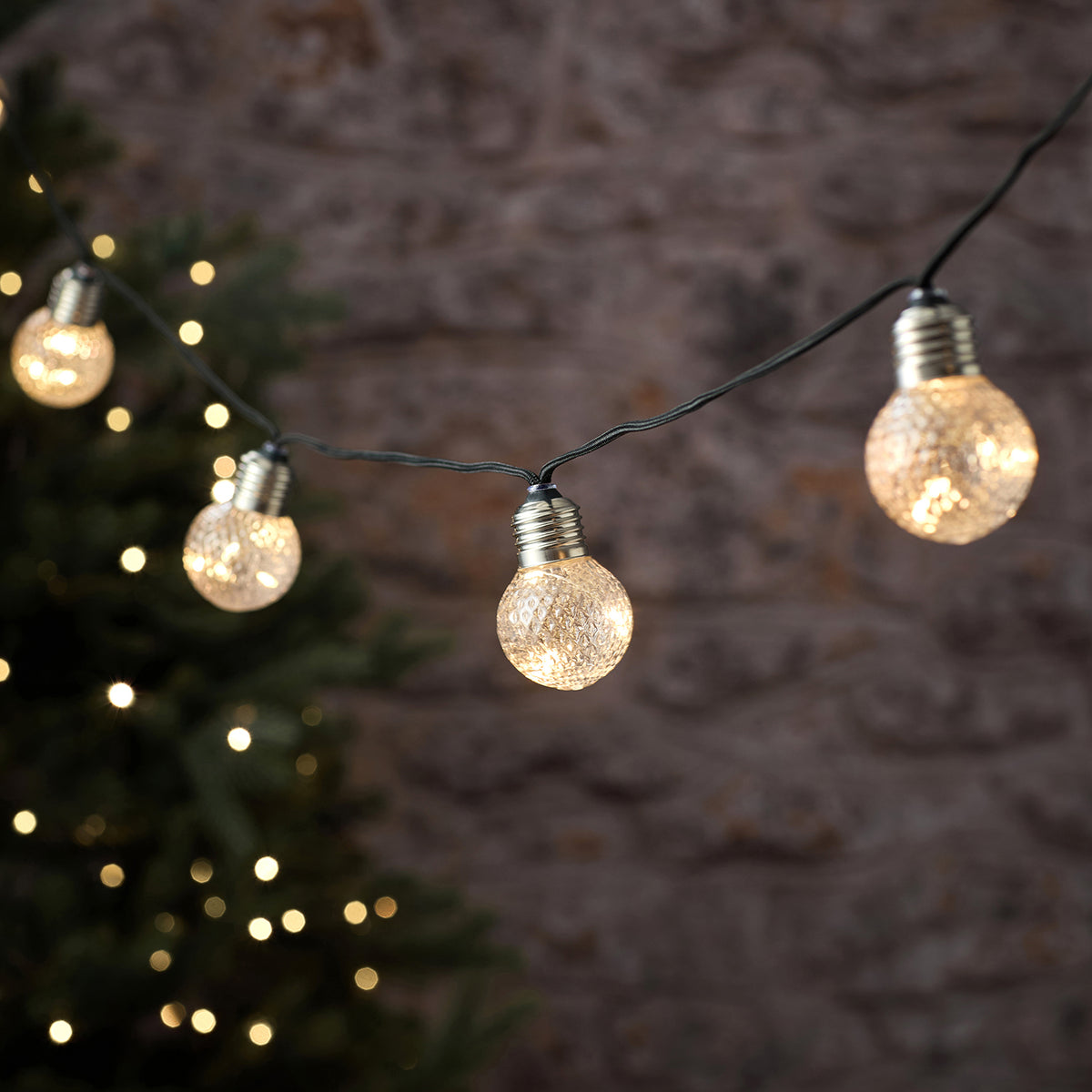 10 Faceted Globe Festoon Outdoor Micro LED Lights