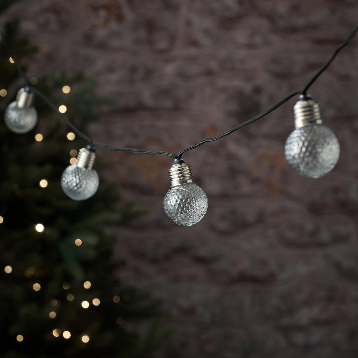 10 Faceted Globe Festoon Outdoor Micro LED Lights