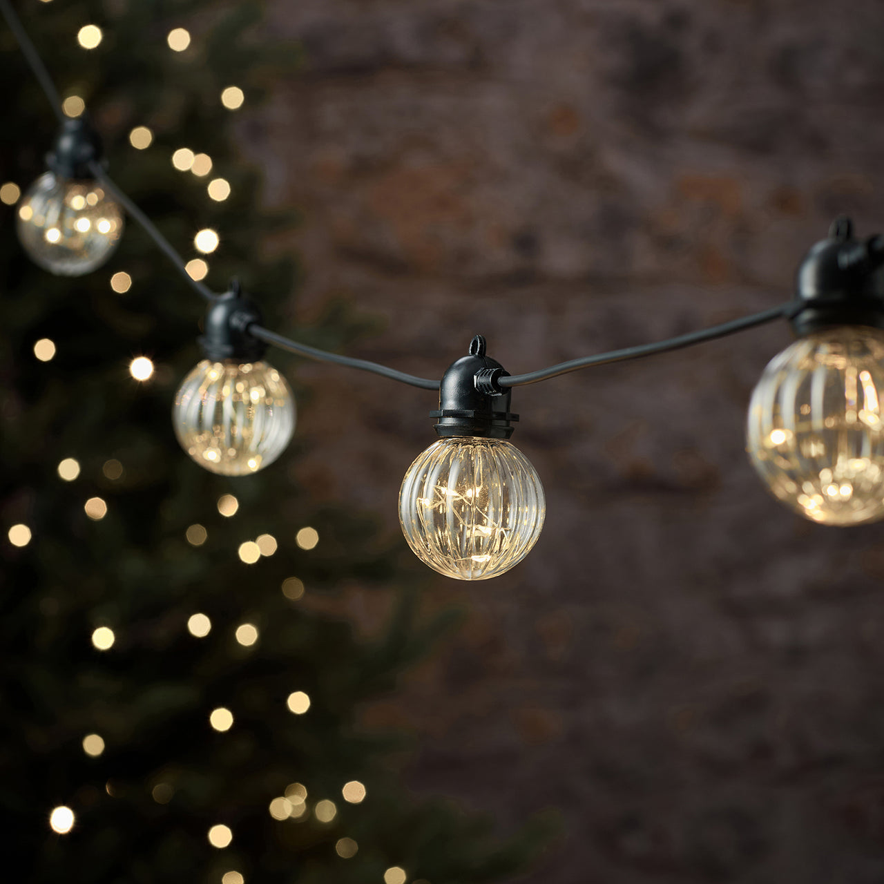 10 Fluted Globe Outdoor Battery Micro Festoon Lights