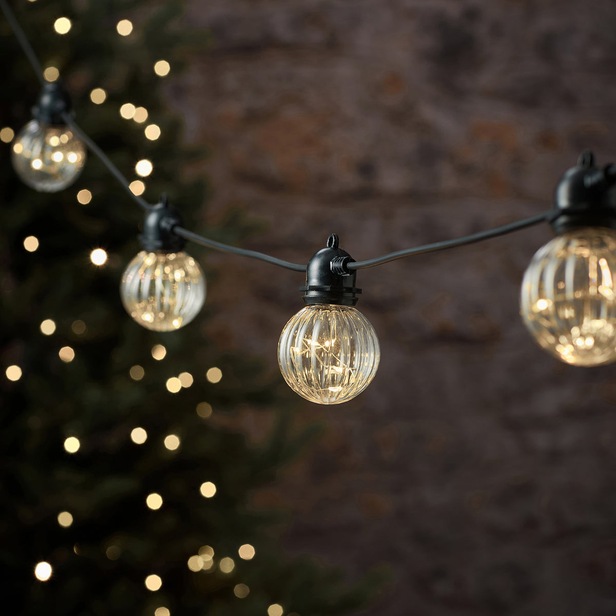 10 Fluted Globe Outdoor Battery Micro Festoon Lights