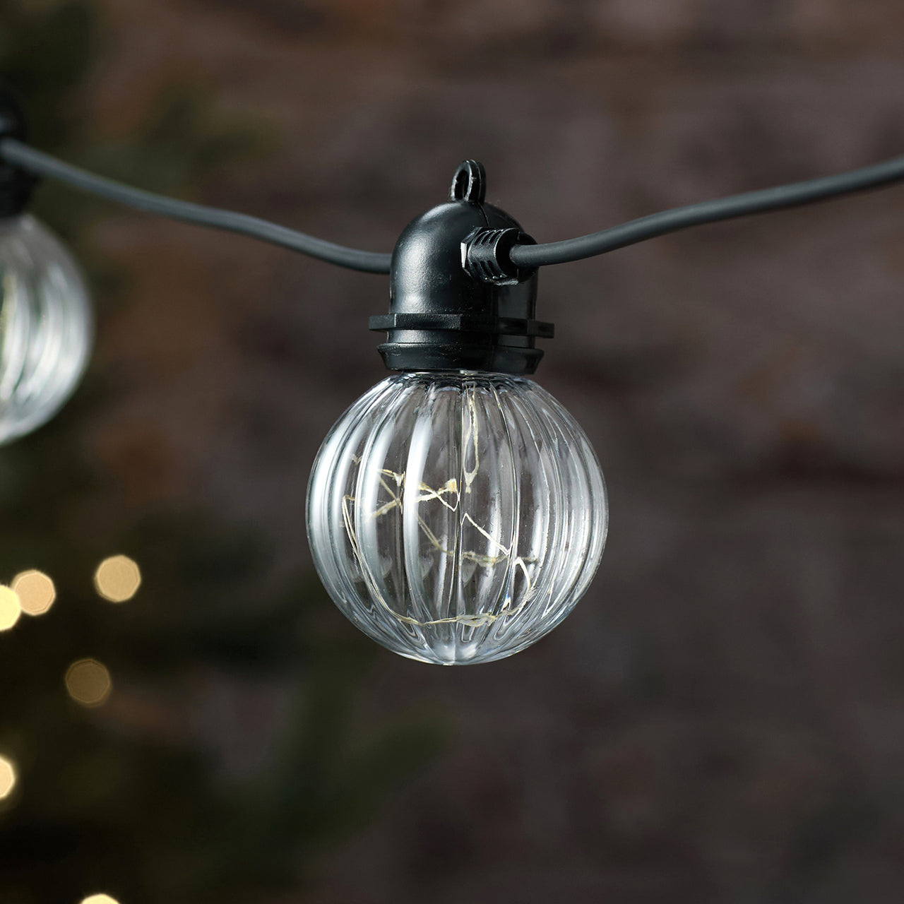 10 Fluted Globe Outdoor Battery Micro Festoon Lights