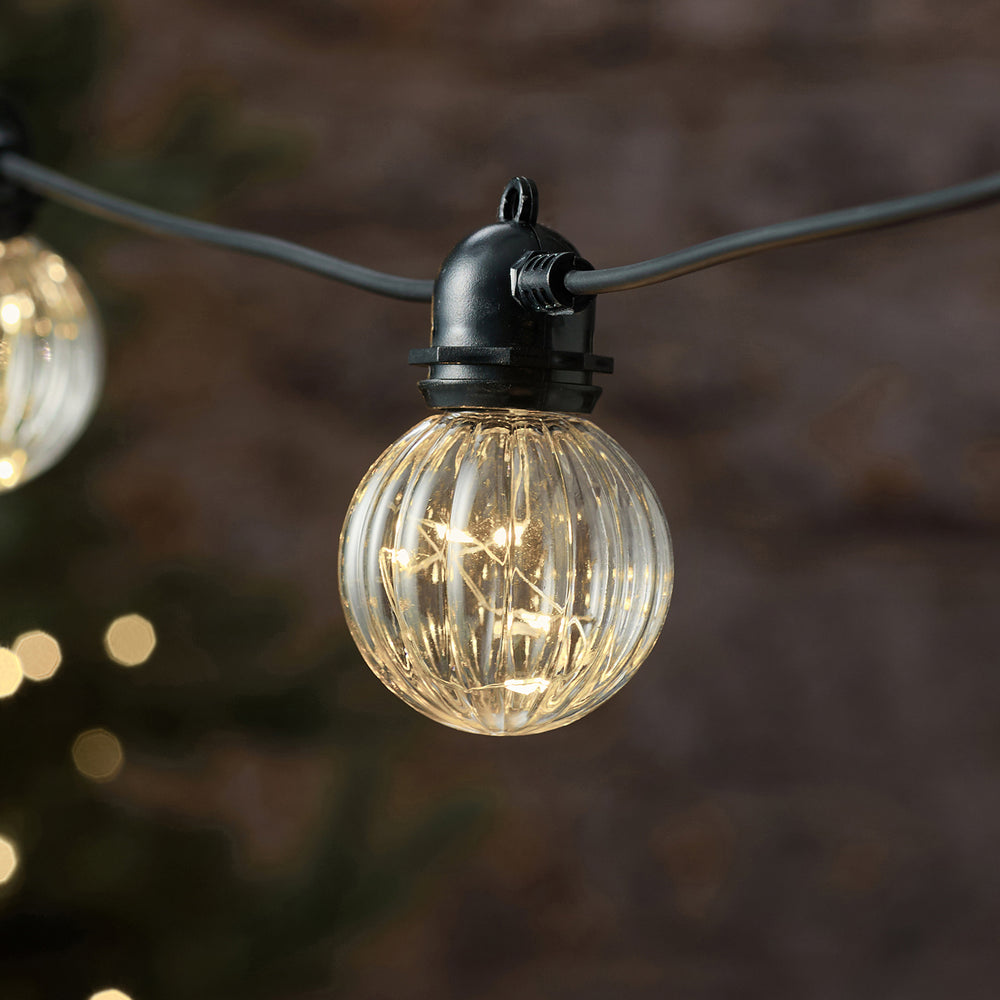 10 Fluted Globe Outdoor Battery Micro Festoon Lights
