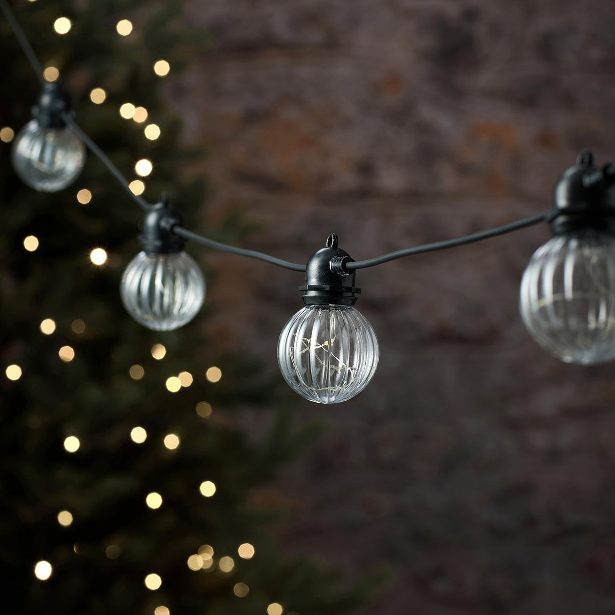 10 Fluted Globe Outdoor Battery Micro Festoon Lights