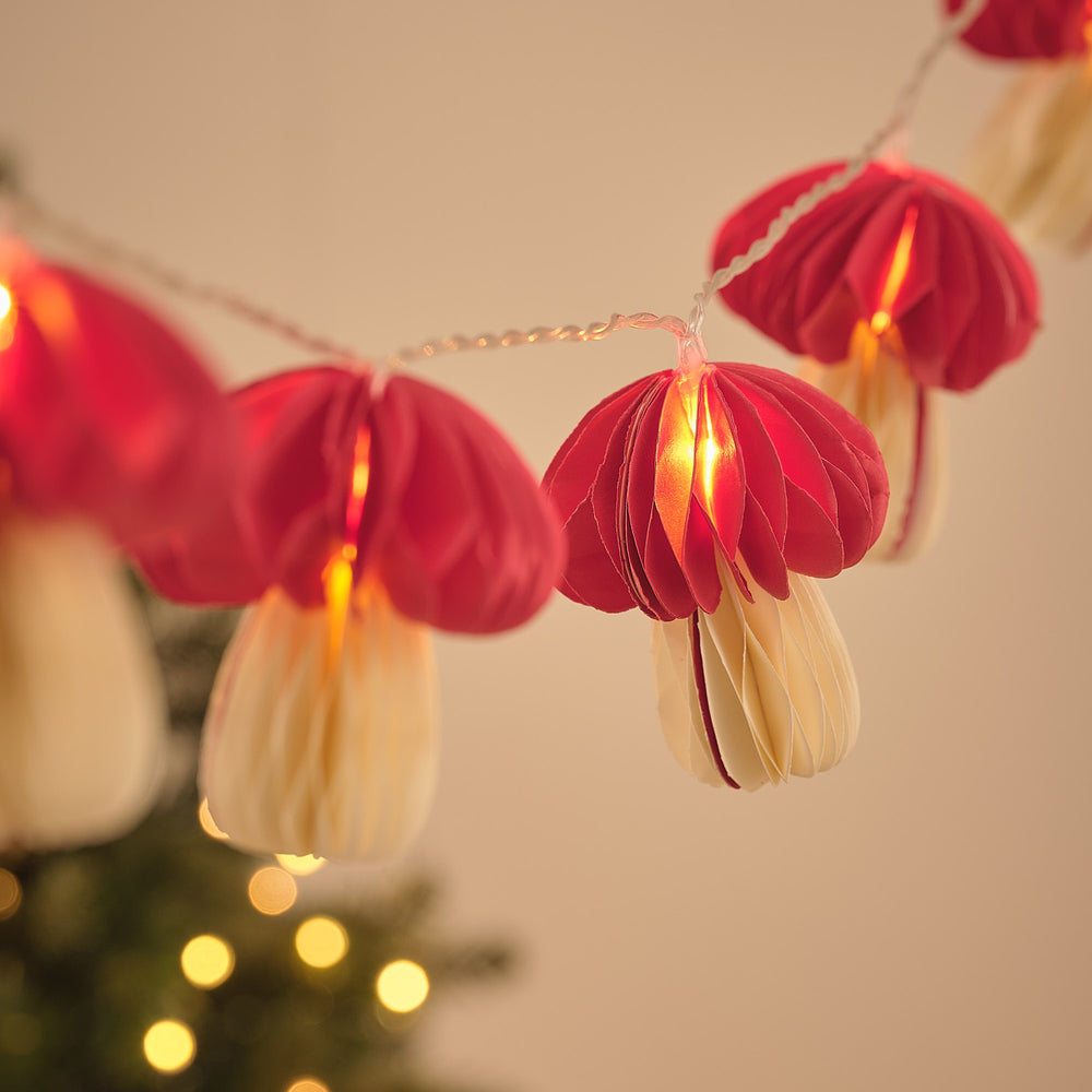 10 Red Paper Mushroom LED Fairy Lights