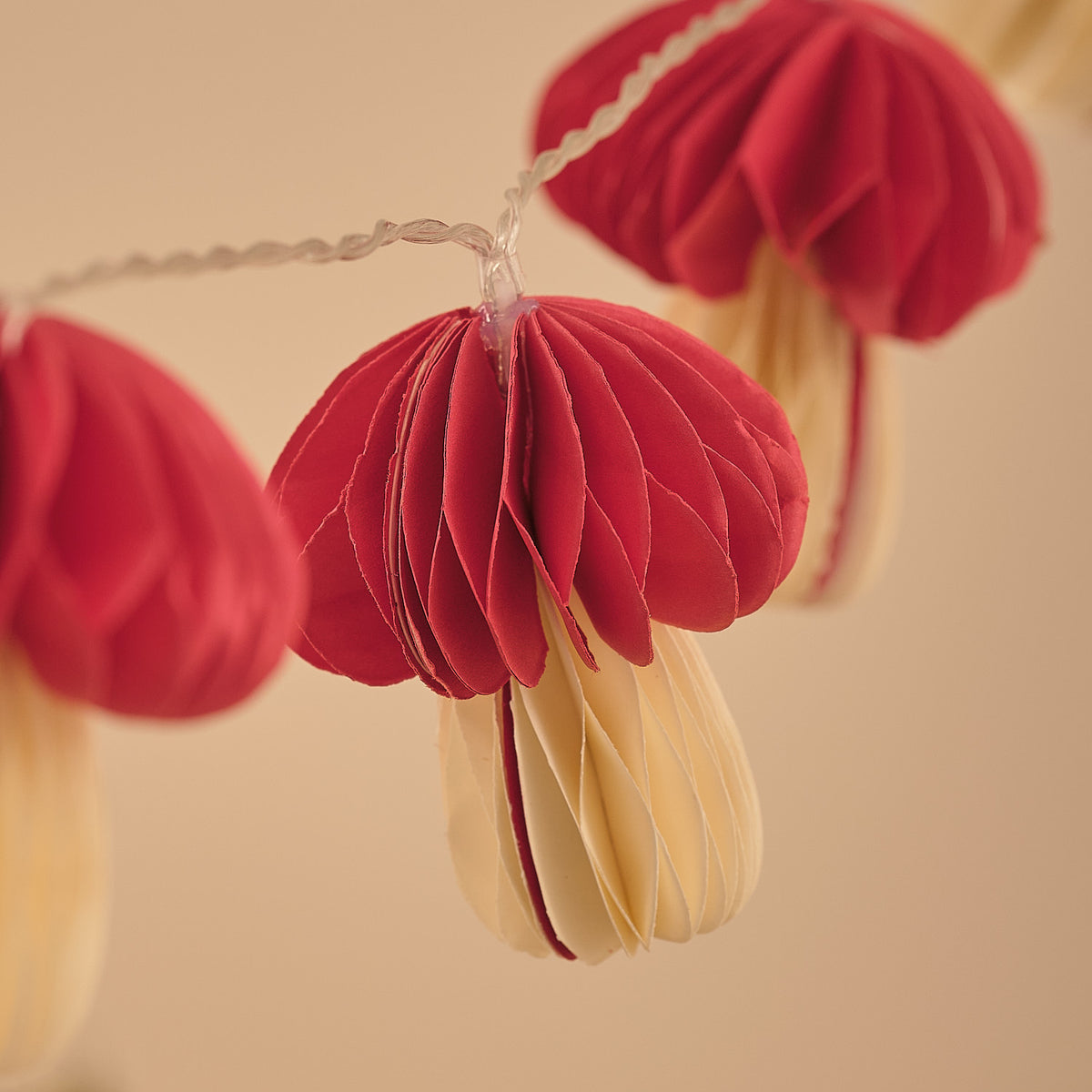 10 Red Paper Mushroom LED Fairy Lights