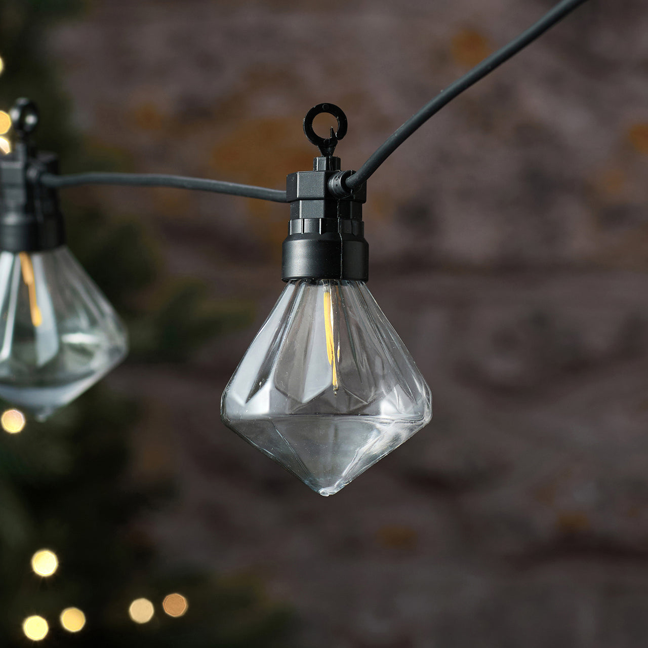 10 Diamond Cap Warm White Outdoor Festoon Lights
