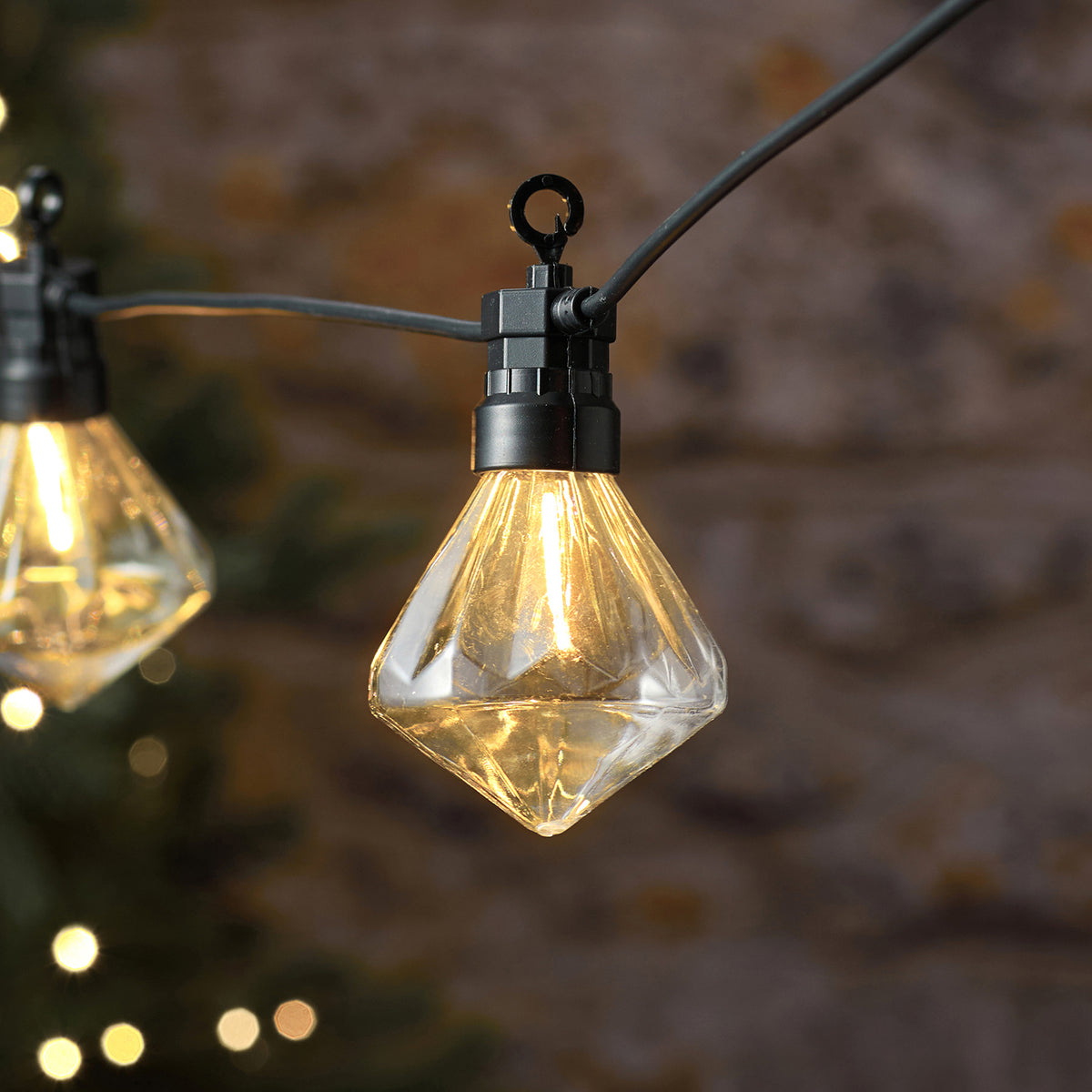 10 Diamond Cap Warm White Outdoor Festoon Lights