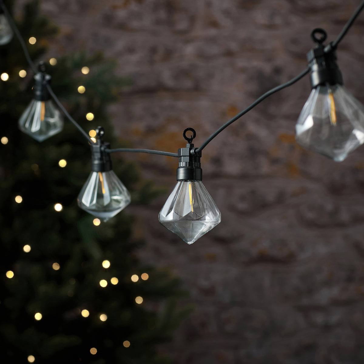 10 Diamond Cap Warm White Outdoor Festoon Lights