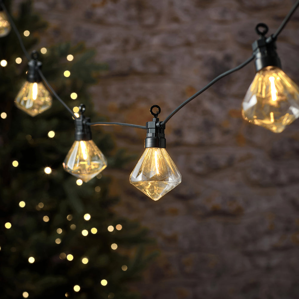 10 Diamond Cap Warm White Outdoor Festoon Lights
