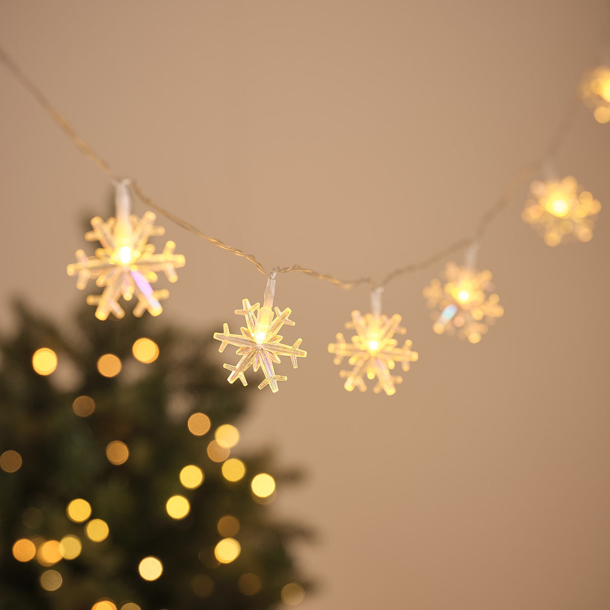 20 Iridescent Snowflake LED Fairy Lights