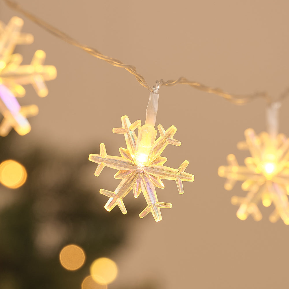 20 Iridescent Snowflake LED Fairy Lights