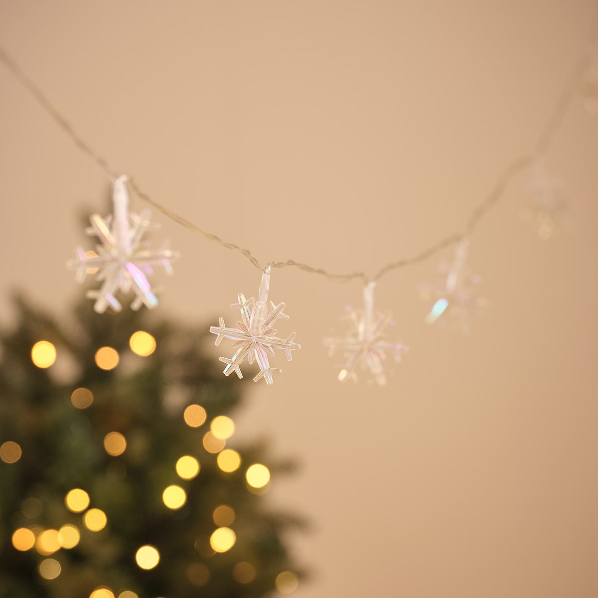 20 Iridescent Snowflake LED Fairy Lights