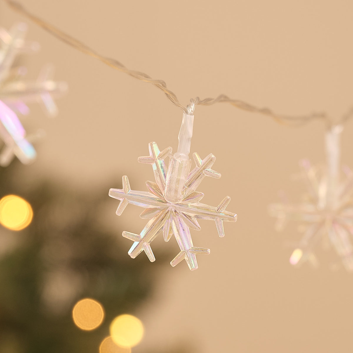 20 Iridescent Snowflake LED Fairy Lights
