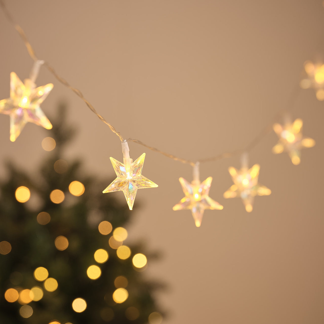 20 Iridescent Star LED Fairy Lights