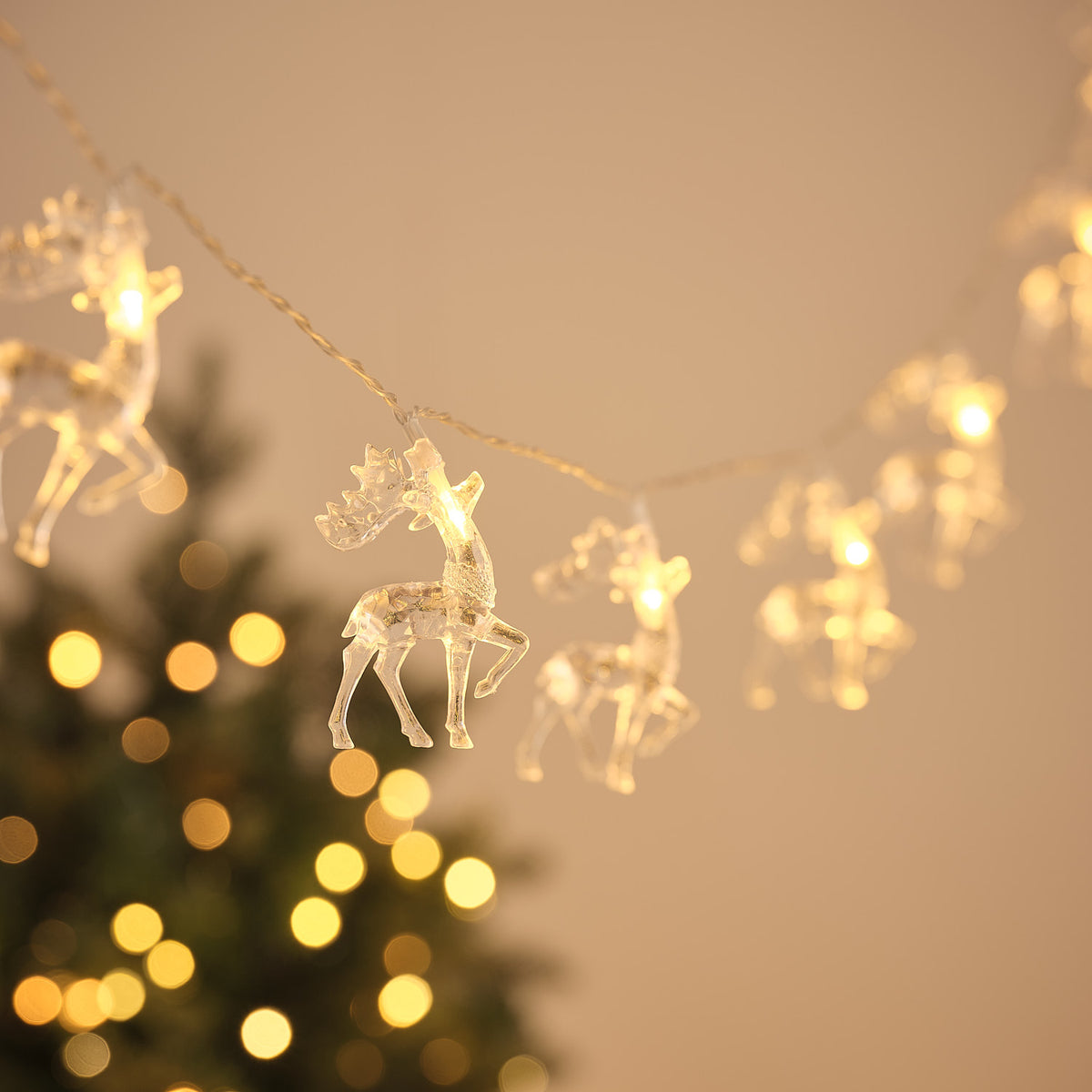 20 Clear Mini Reindeer LED Fairy Lights