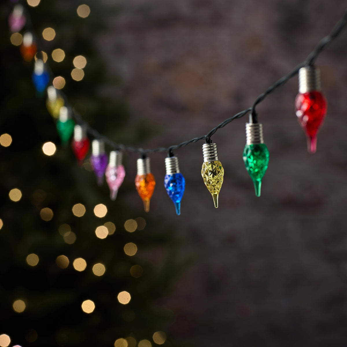 50 Vintage Multi Coloured Teardrop Outdoor LED Fairy Lights