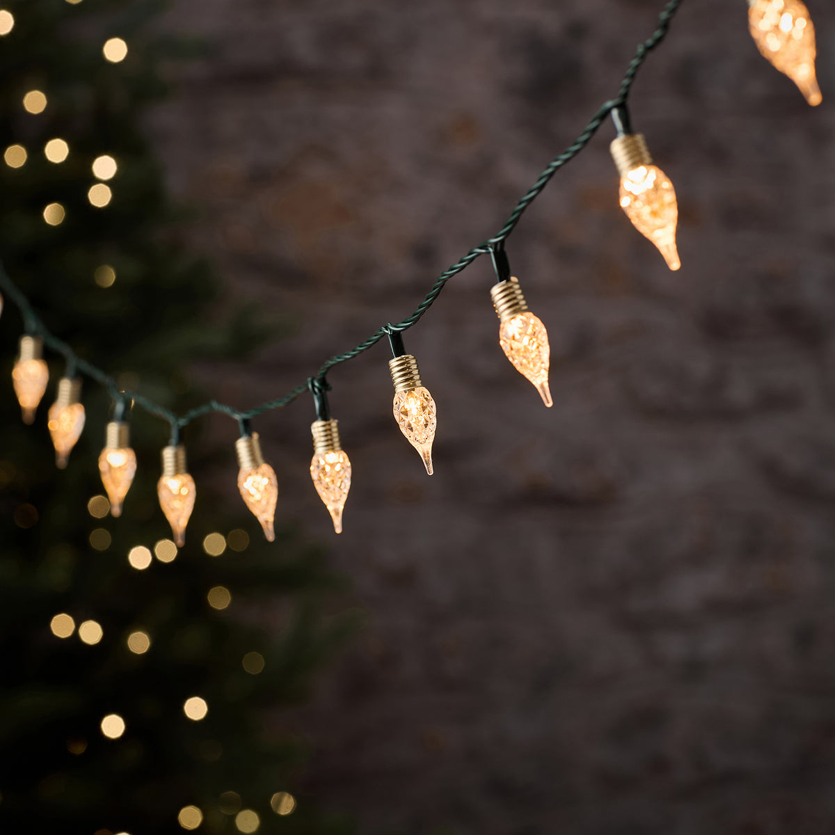 50 Vintage Warm White Teardrop Outdoor LED Fairy Lights