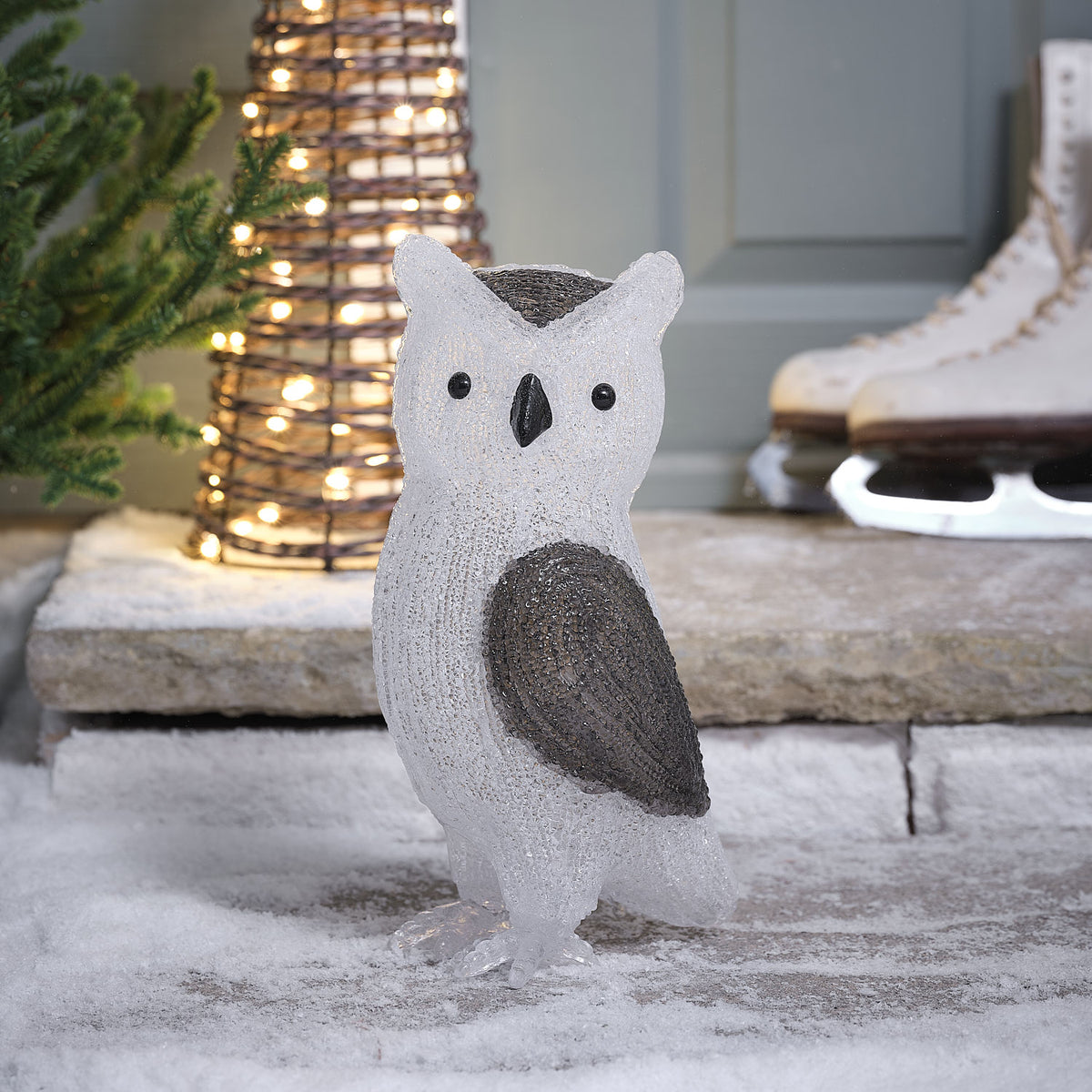30cm Dual Colour Ollie Owl 3D LED Acrylic Plug In Outdoor Christmas Figure