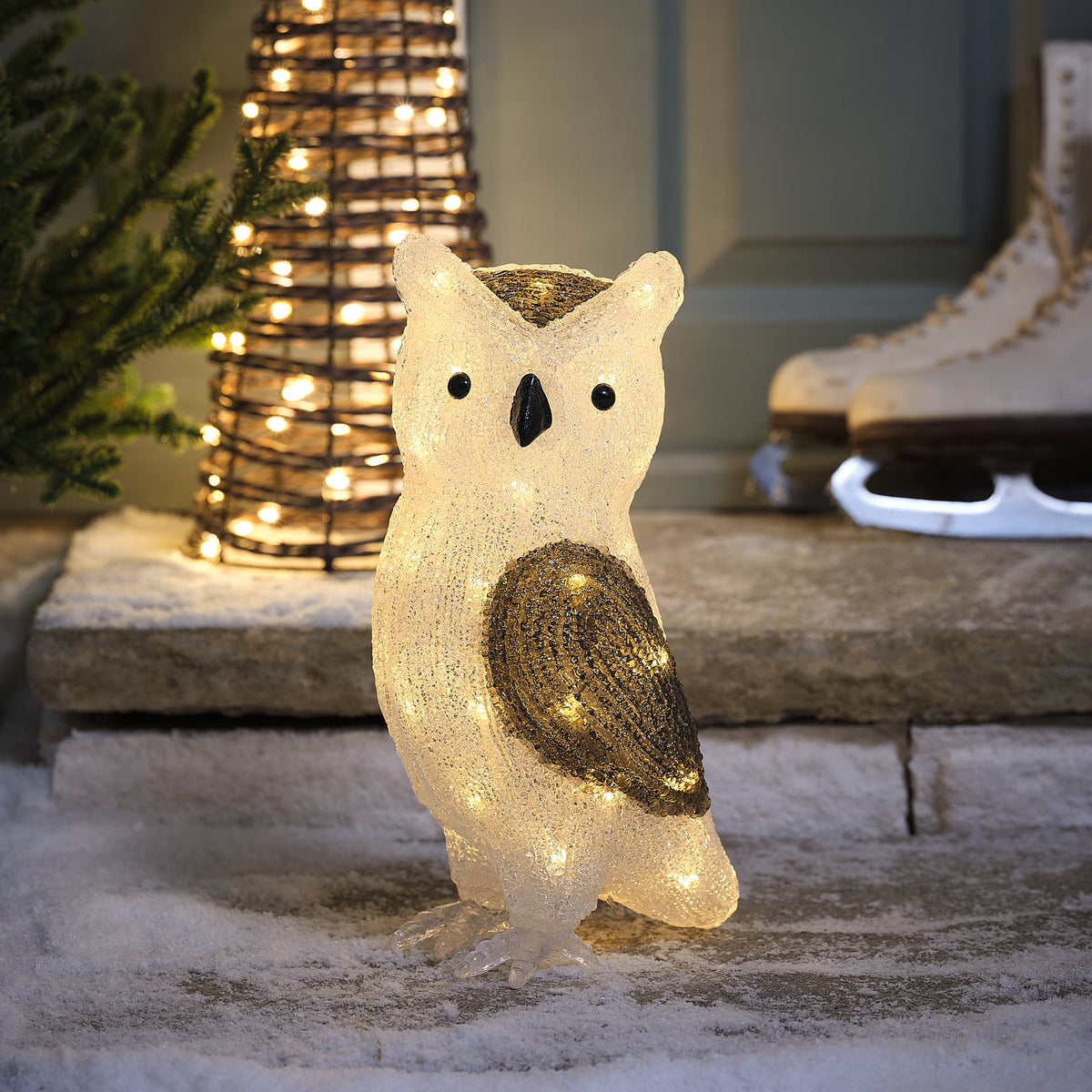 30cm Dual Colour Ollie Owl 3D LED Acrylic Plug In Outdoor Christmas Figure