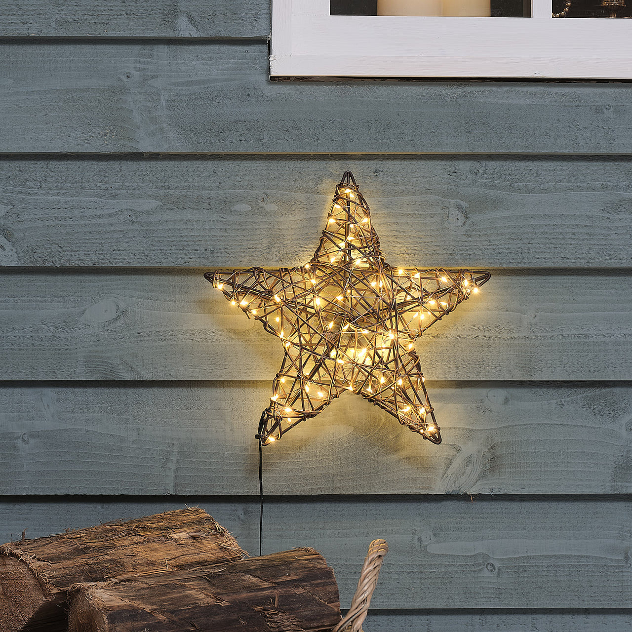Rattan Star Window Lights Duo