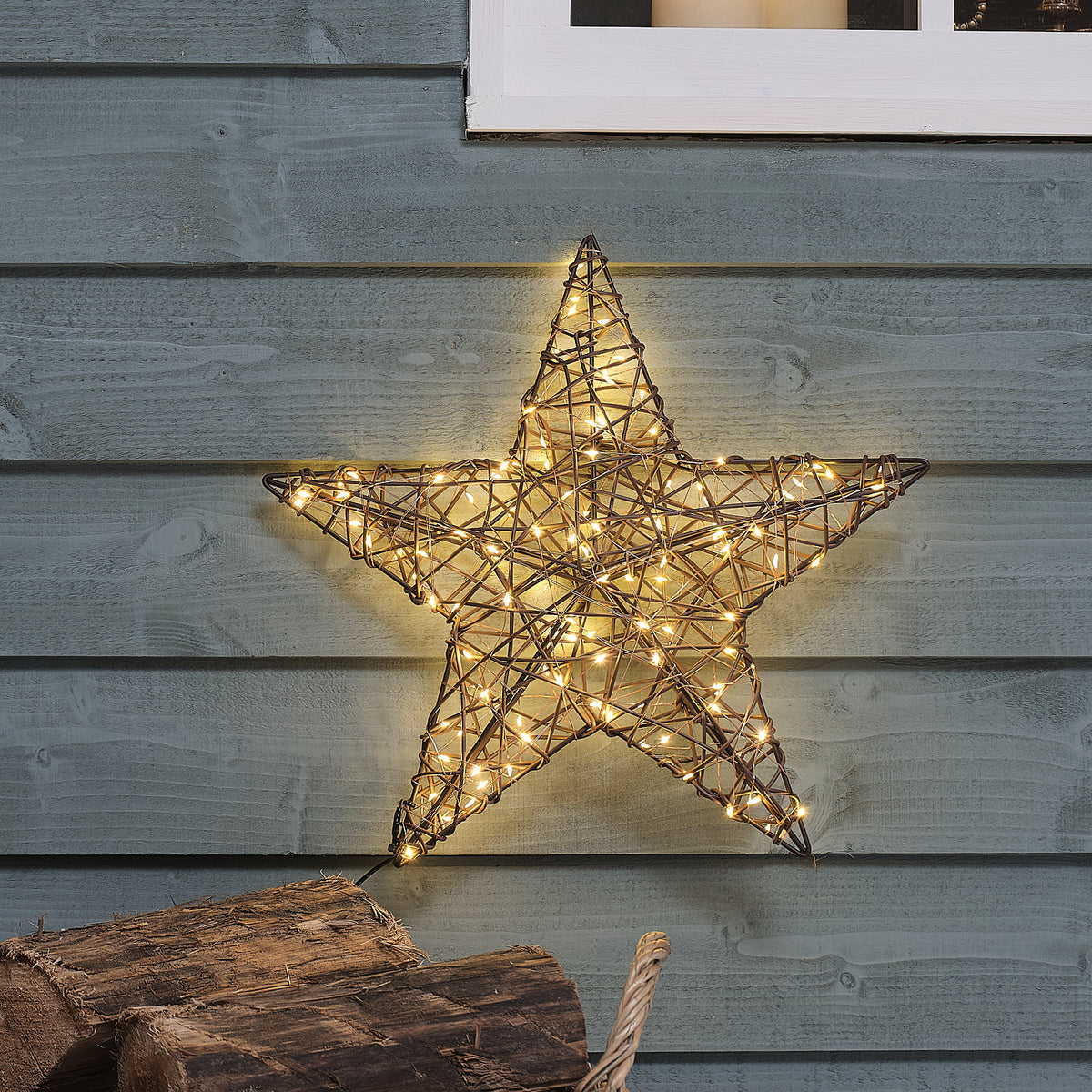 Rattan Star Window Lights Duo