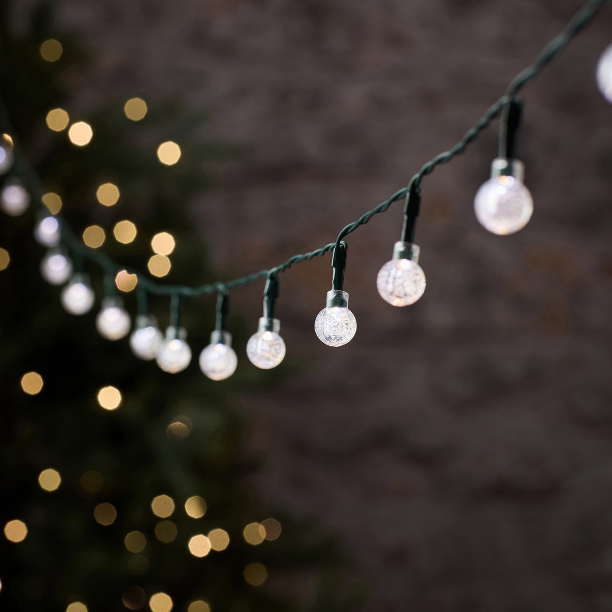 50 Dual Colour Bubble Berry Outdoor Fairy Lights on Green Cable