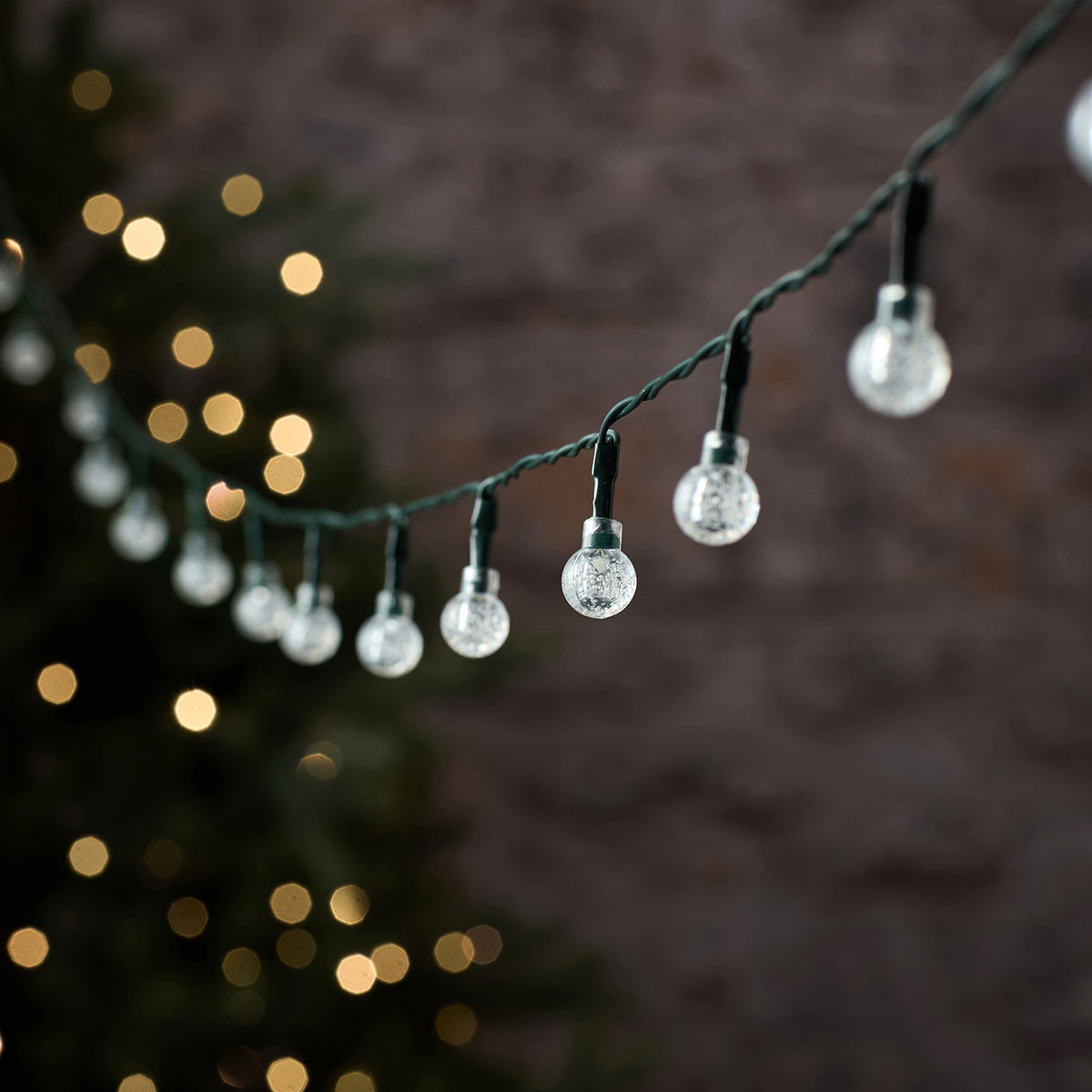 50 Dual Colour Bubble Berry Outdoor Fairy Lights on Green Cable