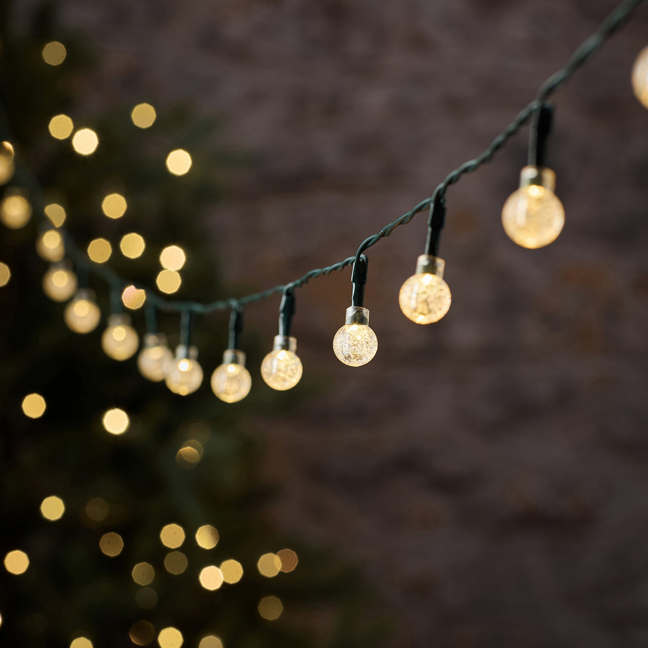 50 Dual Colour Bubble Berry Outdoor Fairy Lights on Green Cable