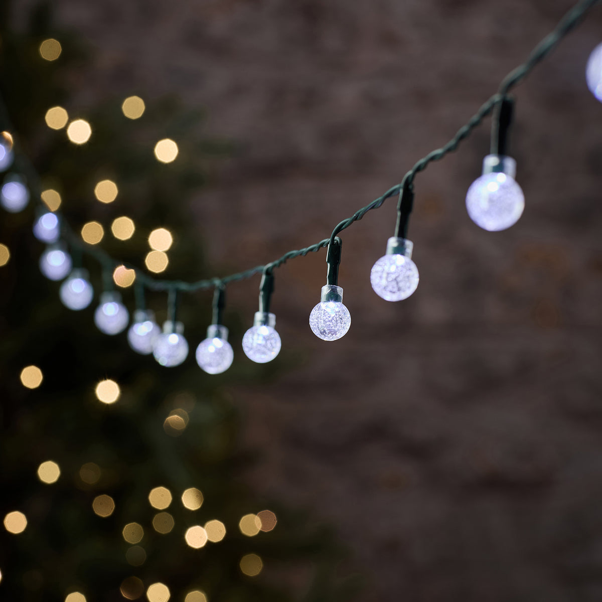 50 Dual Colour Bubble Berry Outdoor Fairy Lights on Green Cable