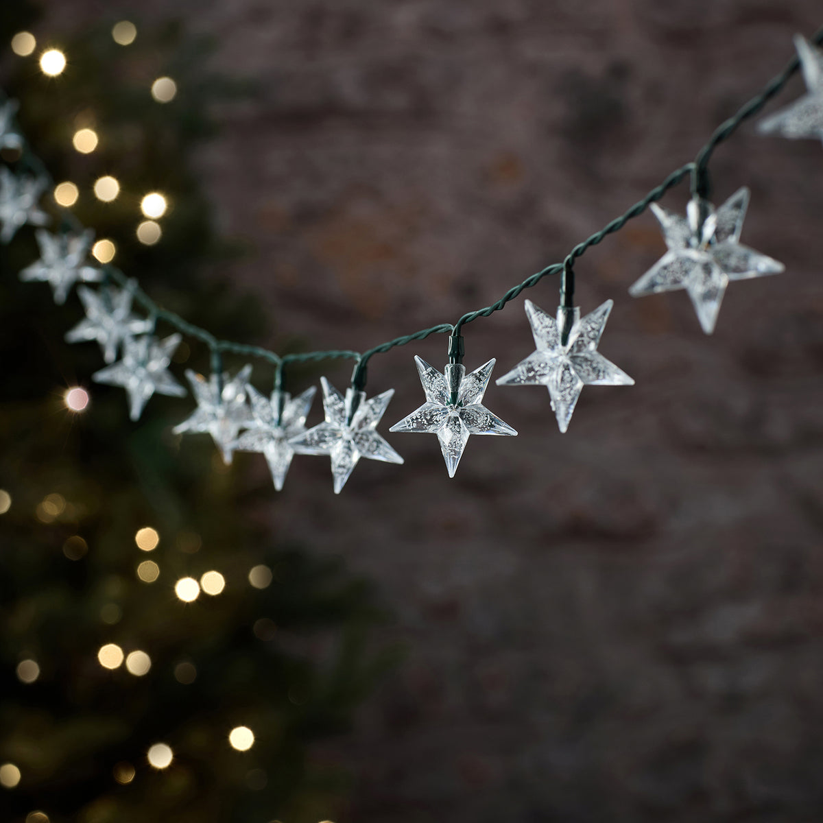 50 Dual Colour Bubble Star Outdoor Fairy Lights on Green Cable