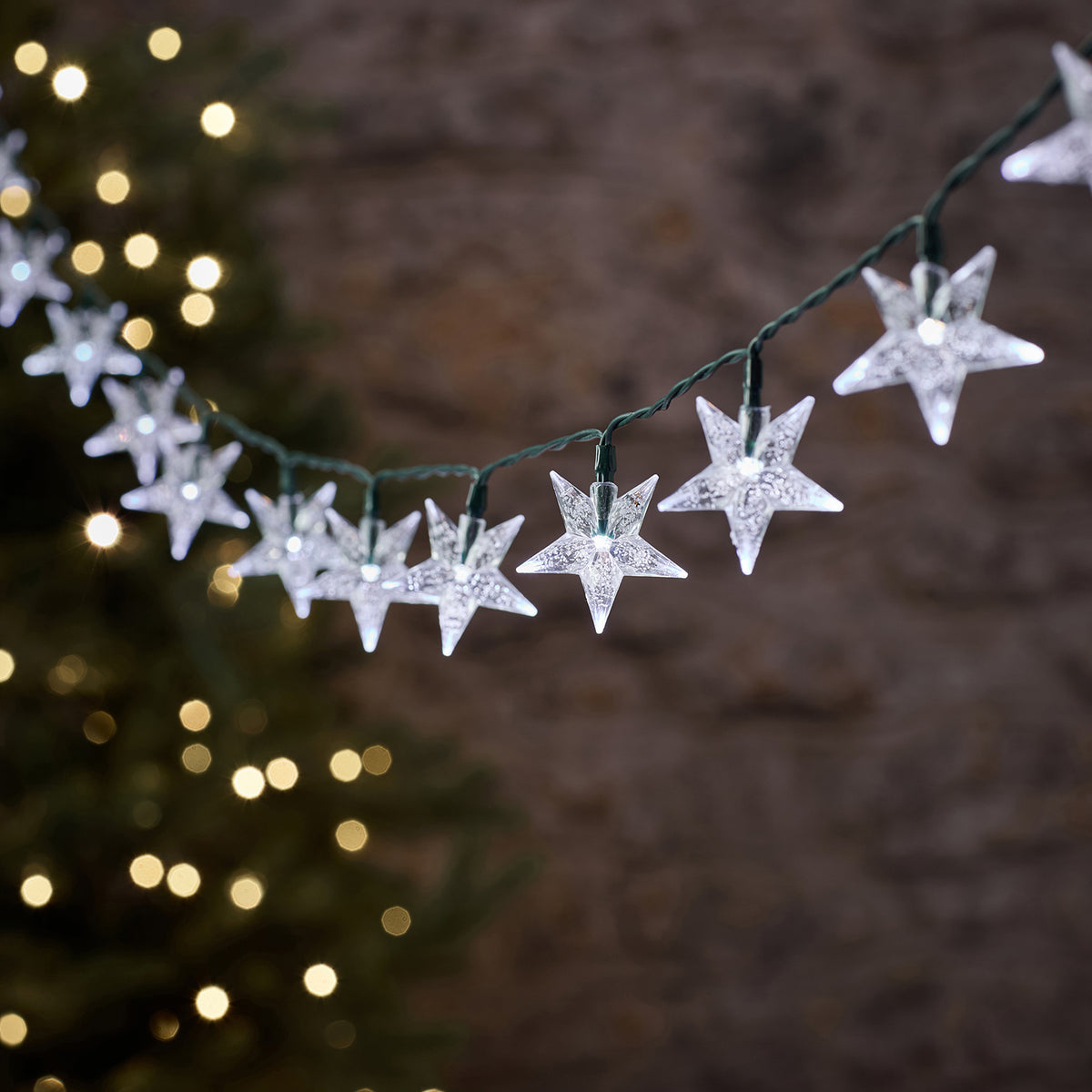50 Dual Colour Bubble Star Outdoor Fairy Lights on Green Cable